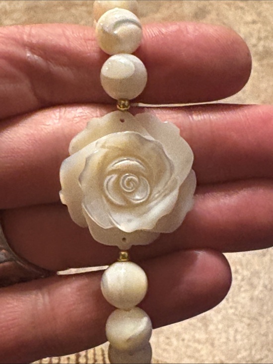 Jewelry - Vintage White Jade Rose Bracelet- Women Jewelry